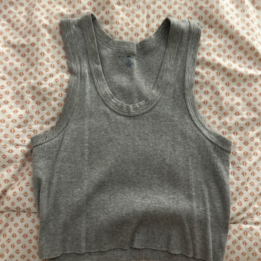 Brandy Melville Grey Ribbed Crop Top